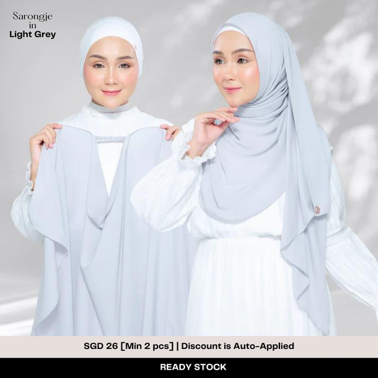 Semi Instant Sarongje | Chiffon Silk in Light Grey