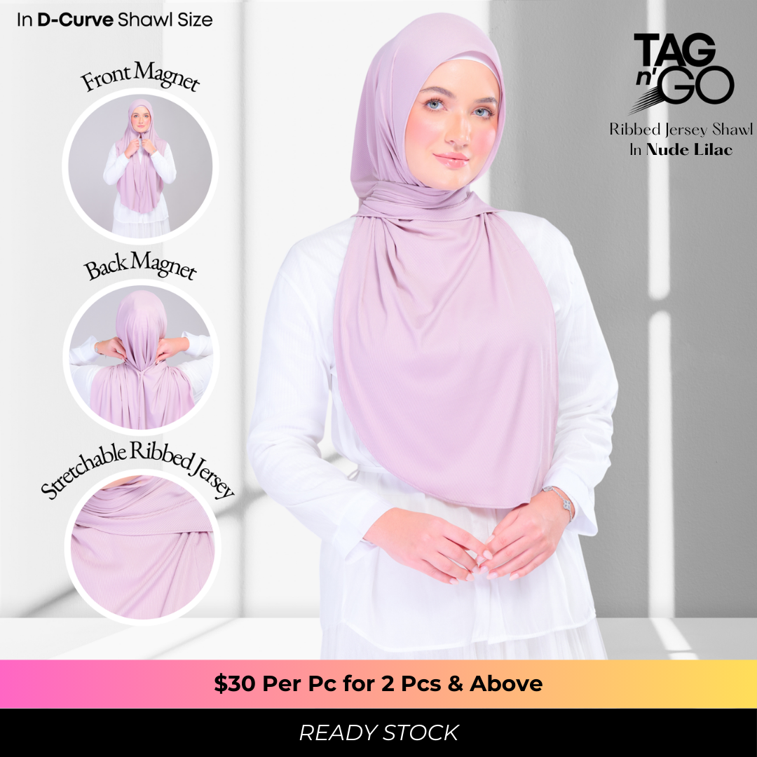 Instant Tag n' Go Shawl | Ribbed Jersey in Nude Lilac