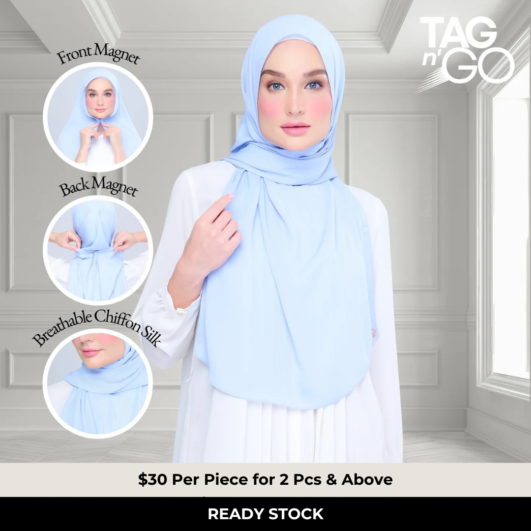 Instant Tag n' Go Shawl | Chiffon Silk in Maya Blue