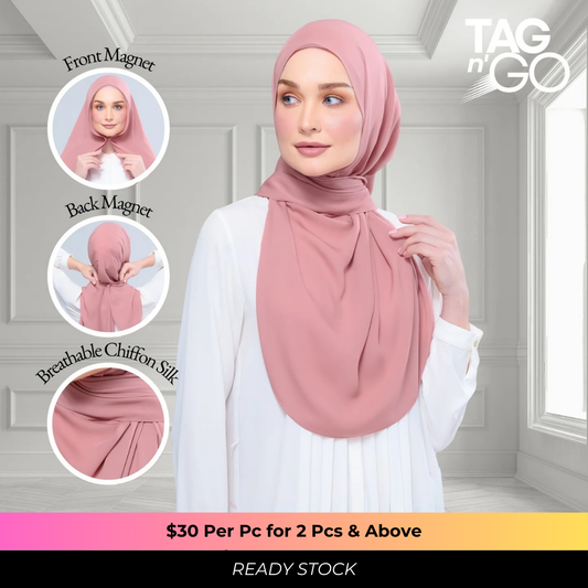 Instant Tag n' Go Shawl | Chiffon Silk in Dusty Pink