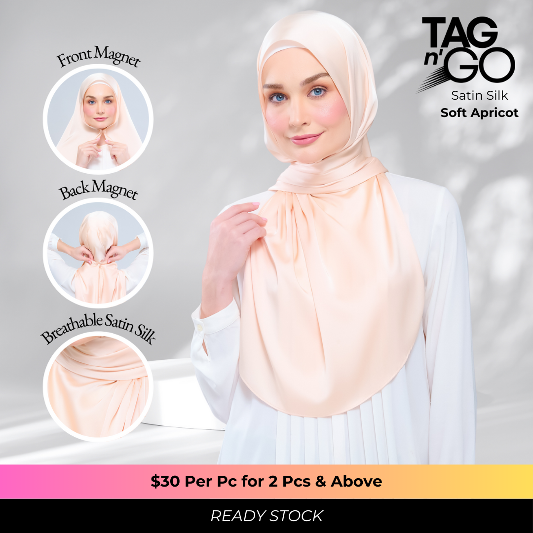 Instant Tag n' Go Shawl | Satin Silk in Soft Apricot