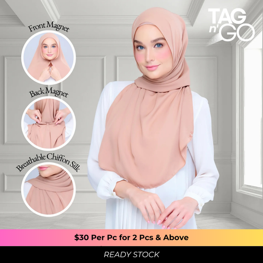 Instant Tag n' Go Shawl | Chiffon Silk in Tan