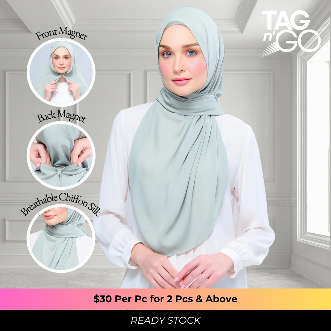 Instant Tag n' Go Shawl | Chiffon Silk in Matcha Green