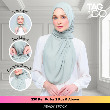 Instant Tag n' Go Shawl | Chiffon Silk in Matcha Green