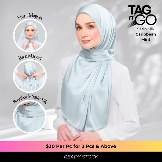 Instant Tag n' Go Shawl | Satin Silk in Caribbean Mint