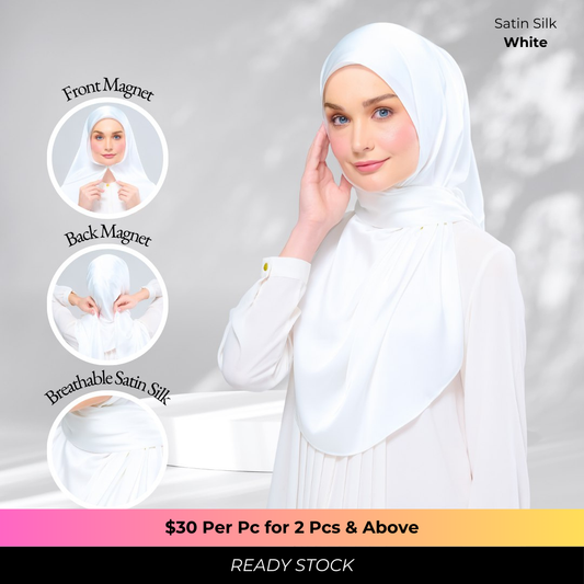 Instant Tag n' Go Shawl | Satin Silk in Bridal White