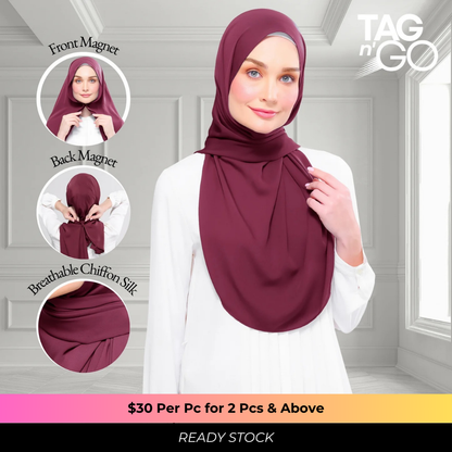 Instant Tag n' Go Shawl | Chiffon Silk in Crimson