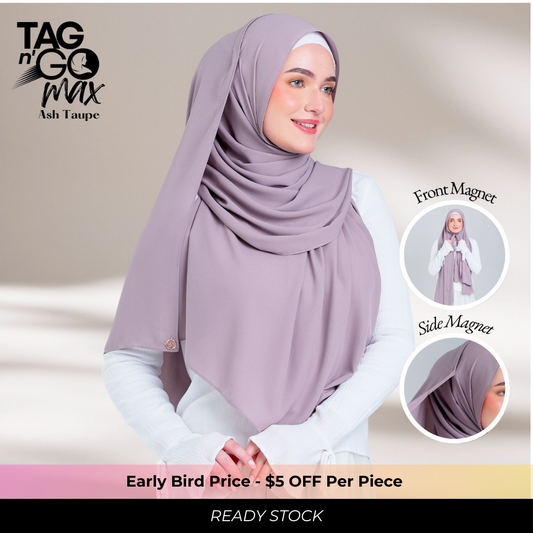 Tag n' Go Max [2M] | Premium Korean Chiffon in Ash Taupe