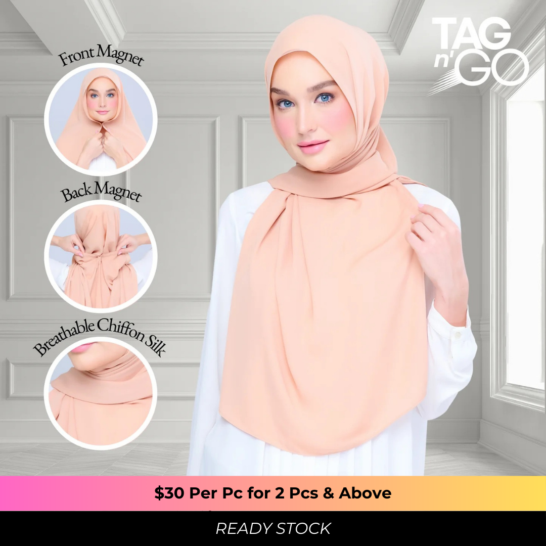 Instant Tag n' Go Shawl | Chiffon Silk in Cantaloupe