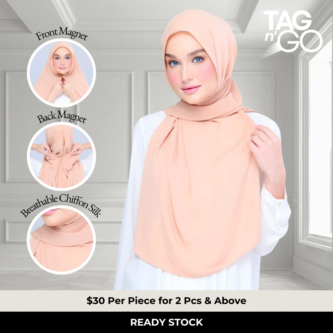 Instant Tag n' Go Shawl | Chiffon Silk in Cantaloupe