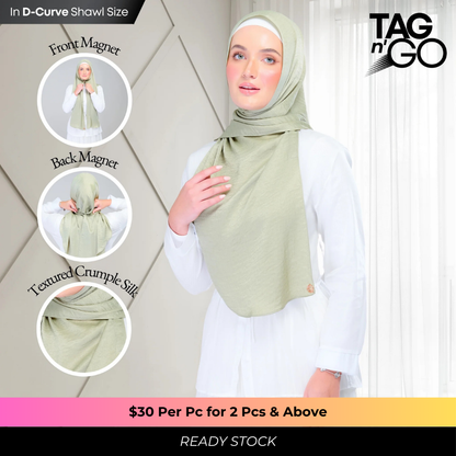 Instant Tag n' Go Shawl | Textured Silk in Matcha Green