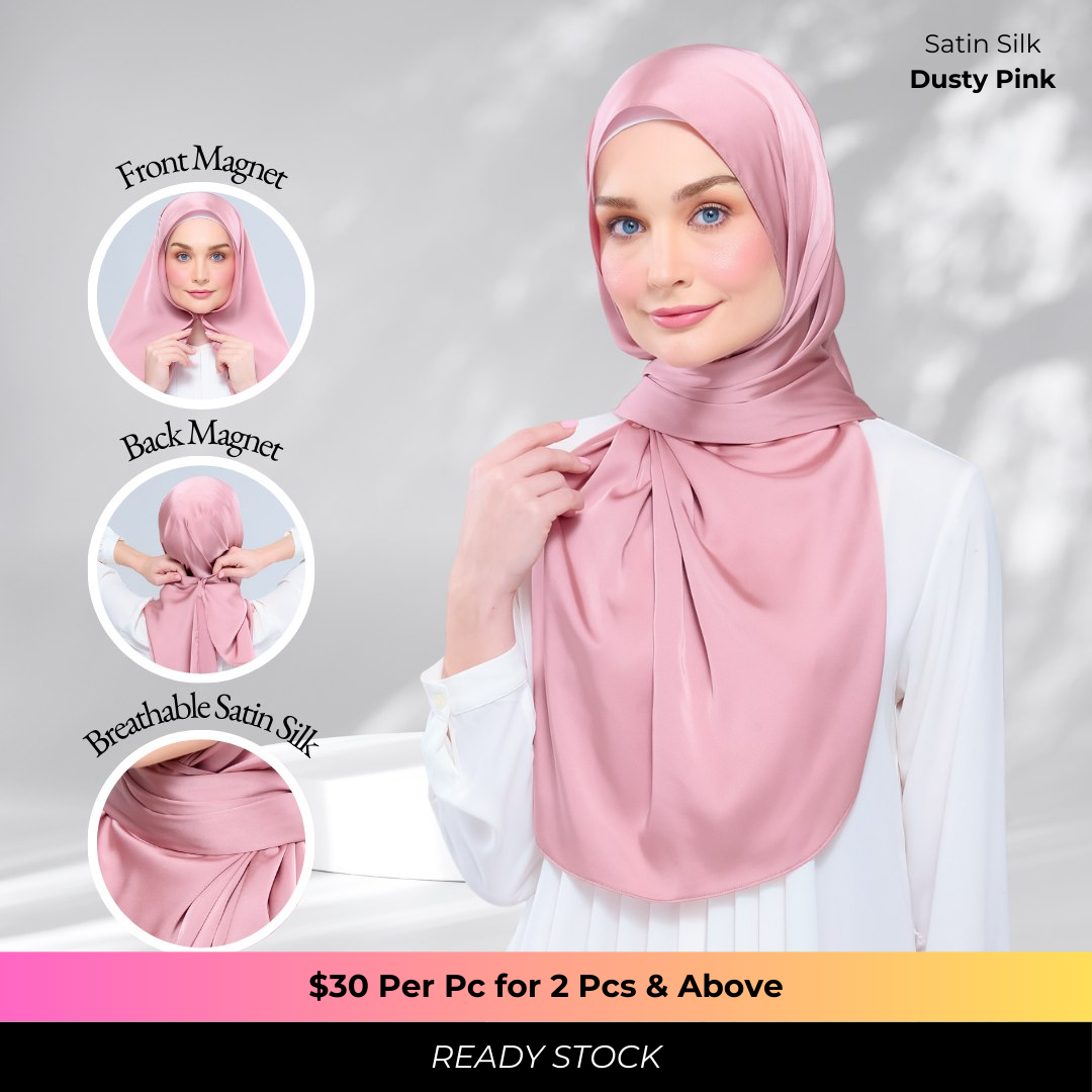 Instant Tag n' Go Shawl | Satin Silk in Dusty Pink