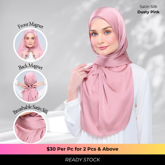 Instant Tag n' Go Shawl | Satin Silk in Dusty Pink