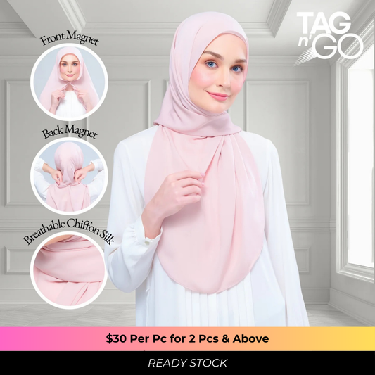 Instant Tag n' Go Shawl | Chiffon Silk in Dusty Rose