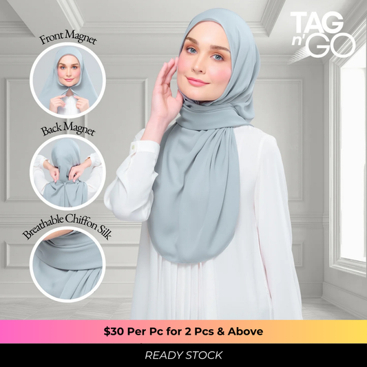 Instant Tag n' Go Shawl | Chiffon Silk in Earl Grey