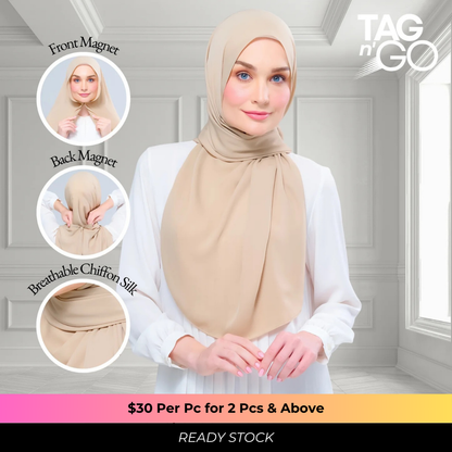 Instant Tag n' Go Shawl | Chiffon Silk in Latte