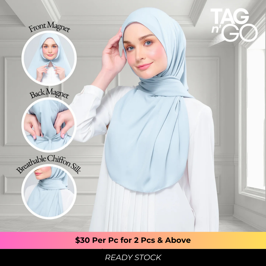 Instant Tag n' Go Shawl | Chiffon Silk in Sky Blue