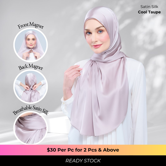 Instant Tag n' Go Shawl | Satin Silk in Cool Taupe