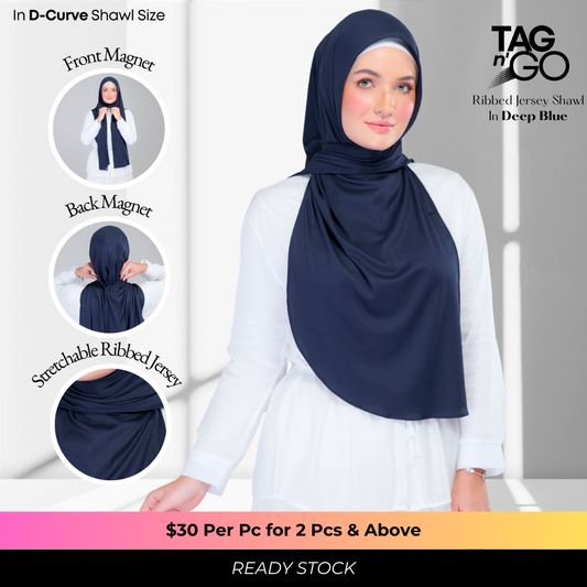 Instant Tag n' Go Shawl | Ribbed Jersey in Deep Blue