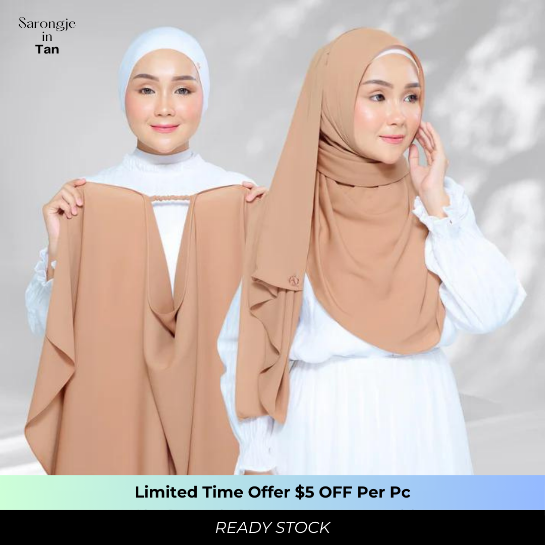 Semi Instant Sarongje | Chiffon Silk in Tan