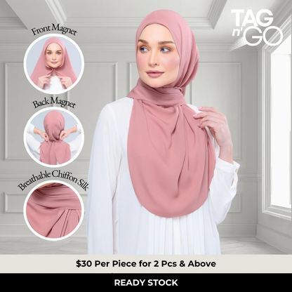 Instant Tag n' Go Shawl | Chiffon Silk in Dusty Pink