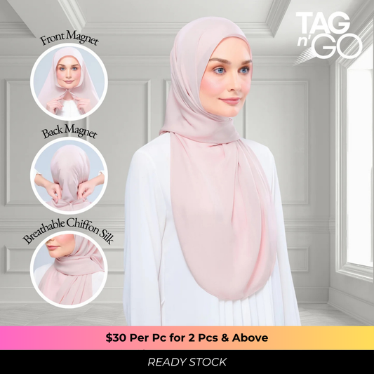 Instant Tag n' Go Shawl | Chiffon Silk in Nude Pink