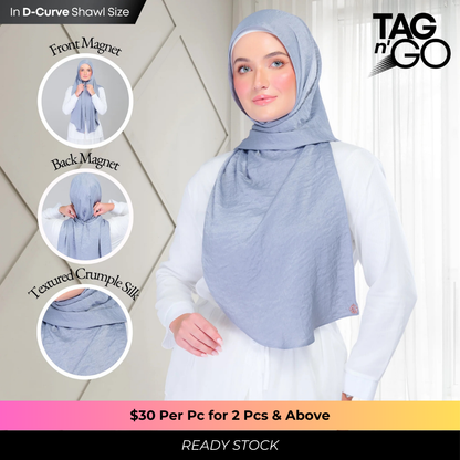 Instant Tag n' Go Shawl | Textured Silk in Metallic Grey