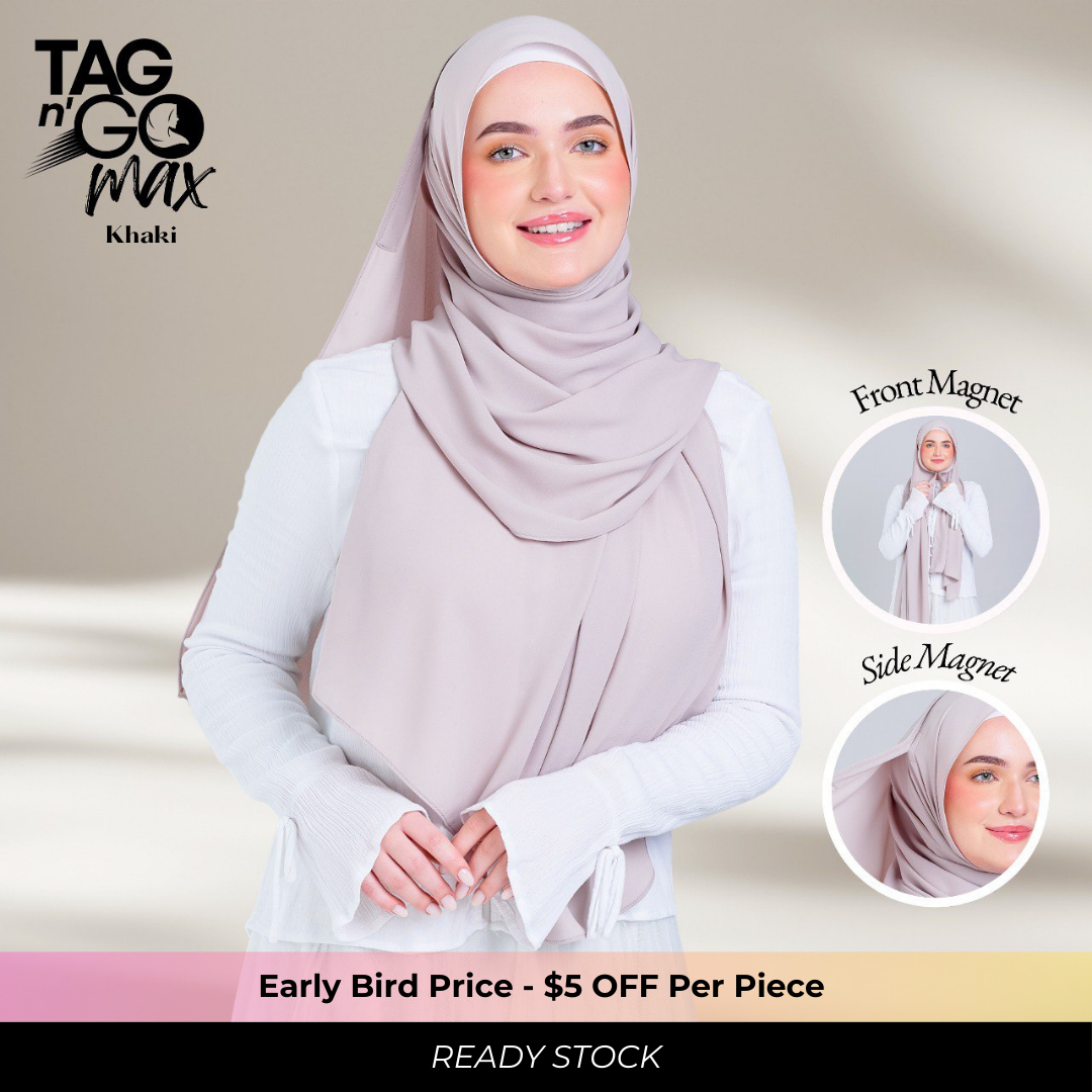 Tag n' Go Max [2M] | Premium Korean Chiffon in Khaki