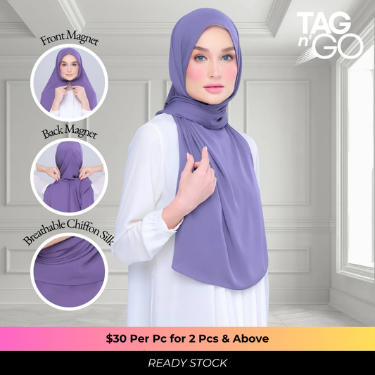 Instant Tag n' Go Shawl | Chiffon Silk in Indigo