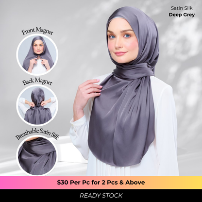 Instant Tag n' Go Shawl | Satin Silk in Deep Grey