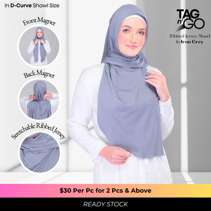 Instant Tag n' Go Shawl | Ribbed Jersey in Iron Grey