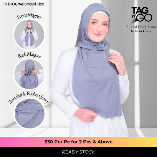 Instant Tag n' Go Shawl | Ribbed Jersey in Iron Grey