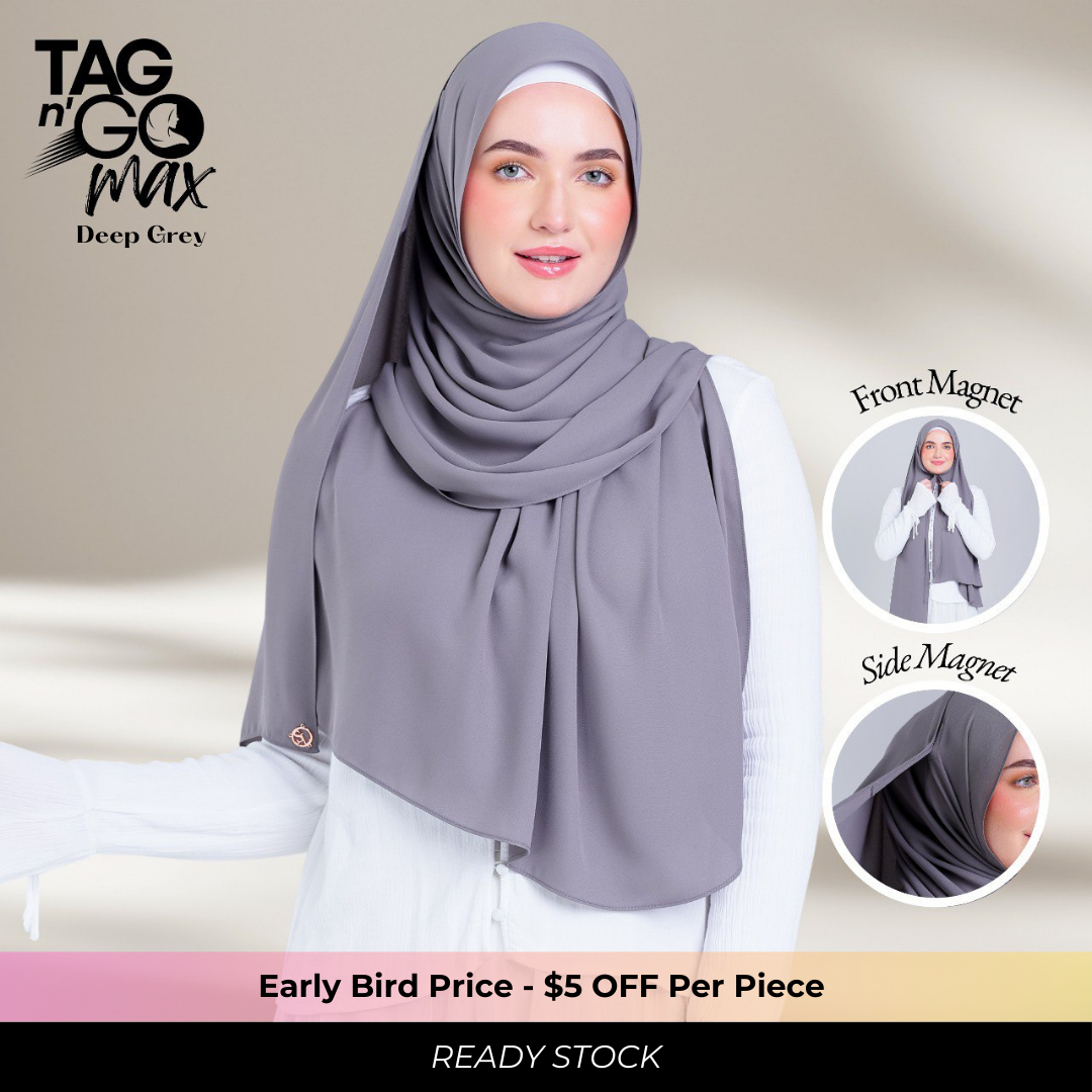 Tag n' Go Max [2M] | Premium Korean Chiffon in Deep Grey