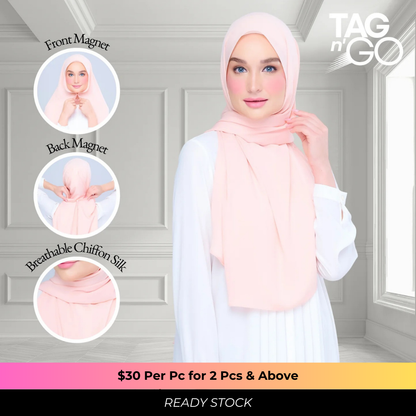 Instant Tag n' Go Shawl | Chiffon Silk in Light Salmon