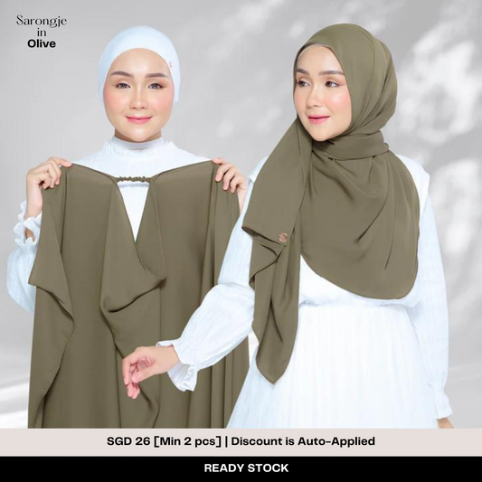 Semi Instant Sarongje | Chiffon Silk in Olive