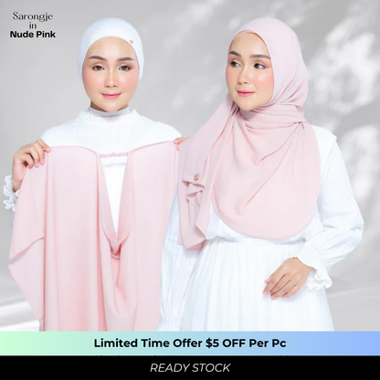 Semi Instant Sarongje | Chiffon Silk in Nude Pink