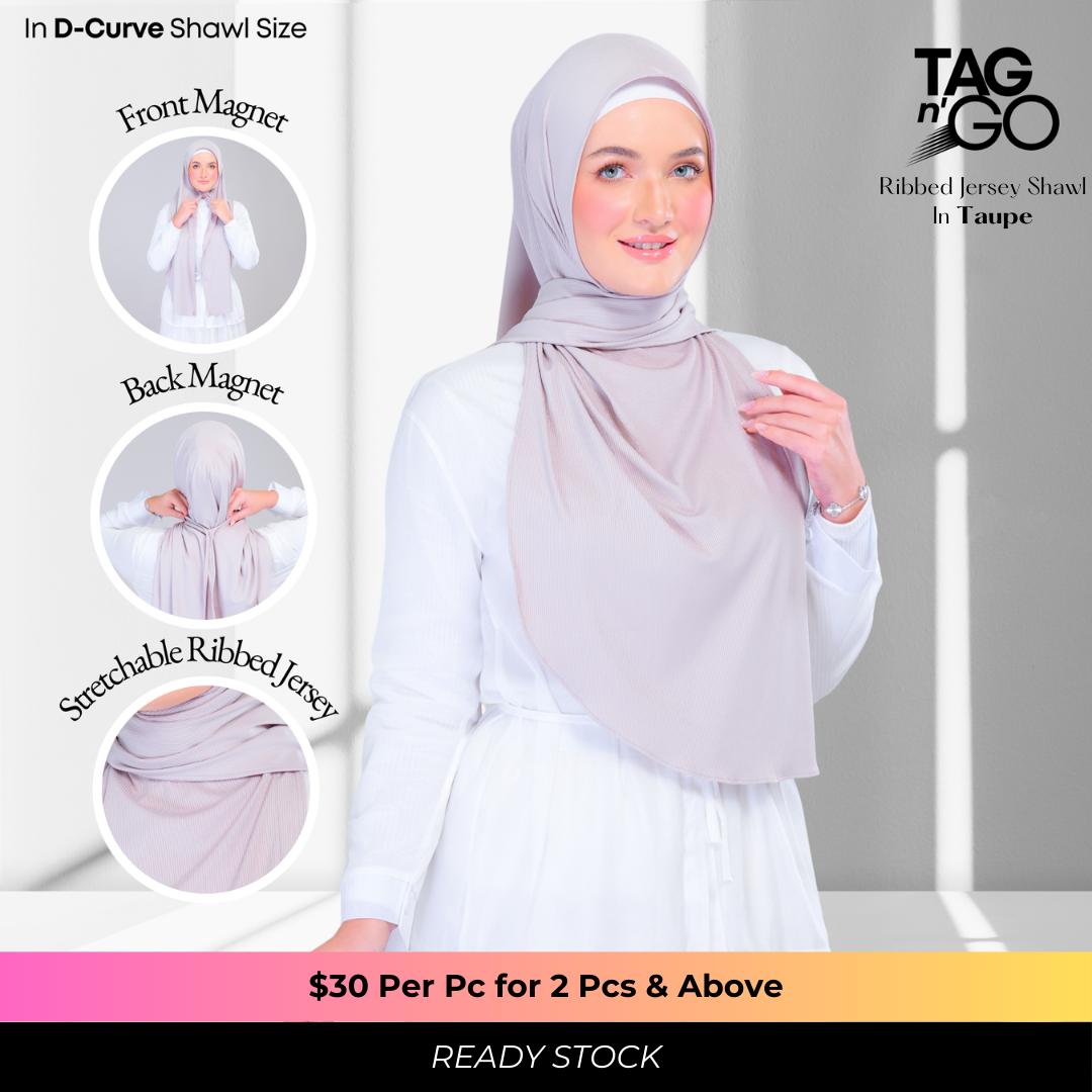 Instant Tag n' Go Shawl | Ribbed Jersey in Natural Taupe