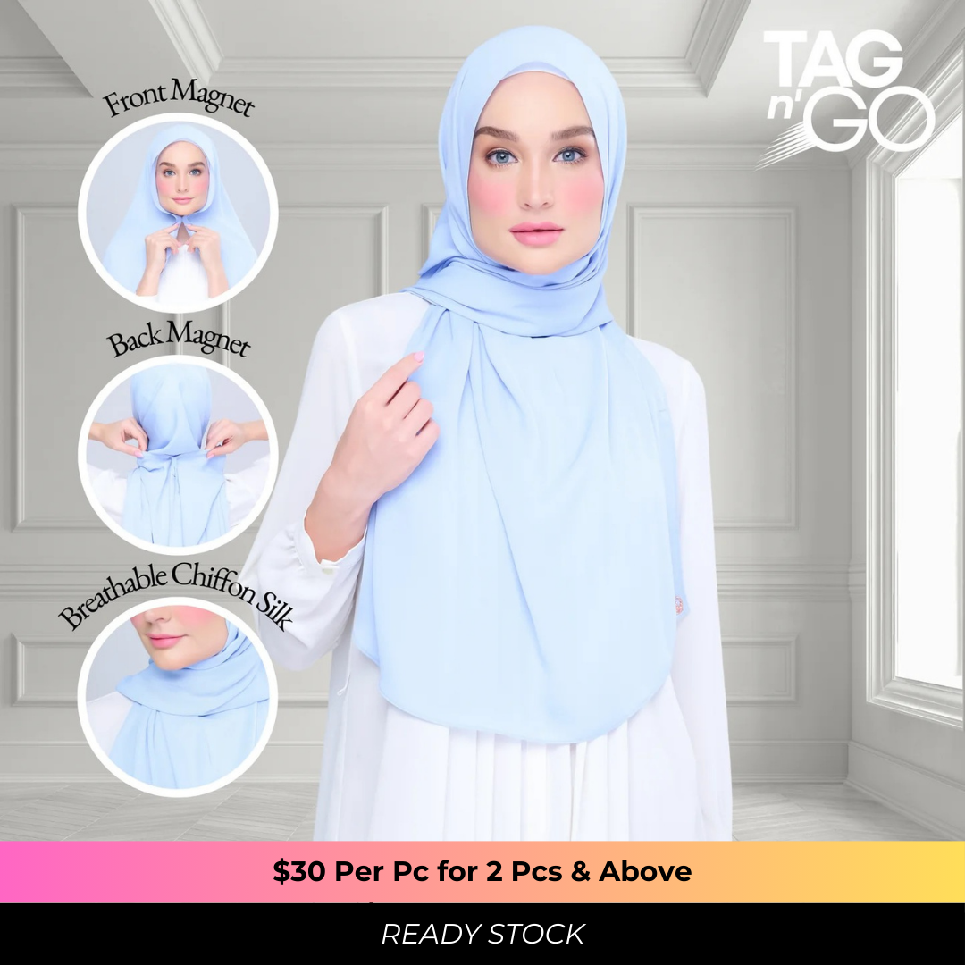 Instant Tag n' Go Shawl | Chiffon Silk in Maya Blue