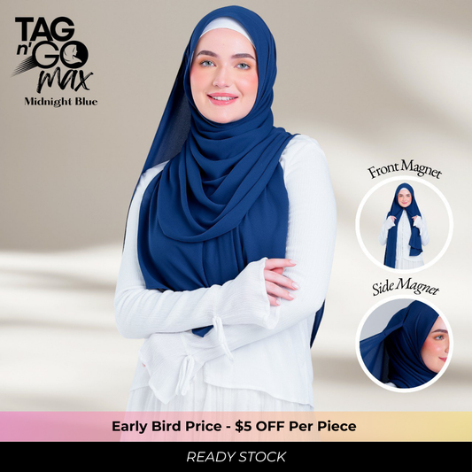 Tag n' Go Max [2M] | Premium Korean Chiffon in Midnight Blue