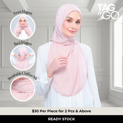 Instant Tag n' Go Shawl | Chiffon Silk in Dusty Rose