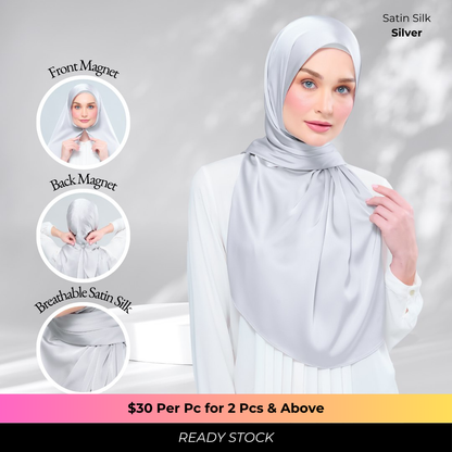 Instant Tag n' Go Shawl | Satin Silk in Silver