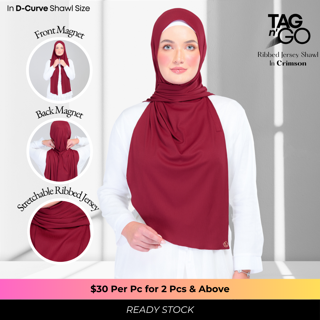 Instant Tag n' Go Shawl | Ribbed Jersey in Crimson