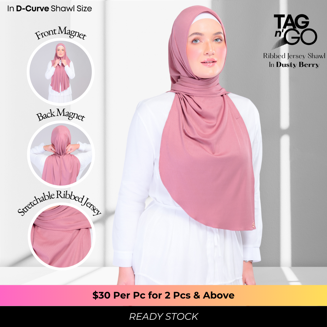 Instant Tag n' Go Shawl | Ribbed Jersey in Dusty Berry