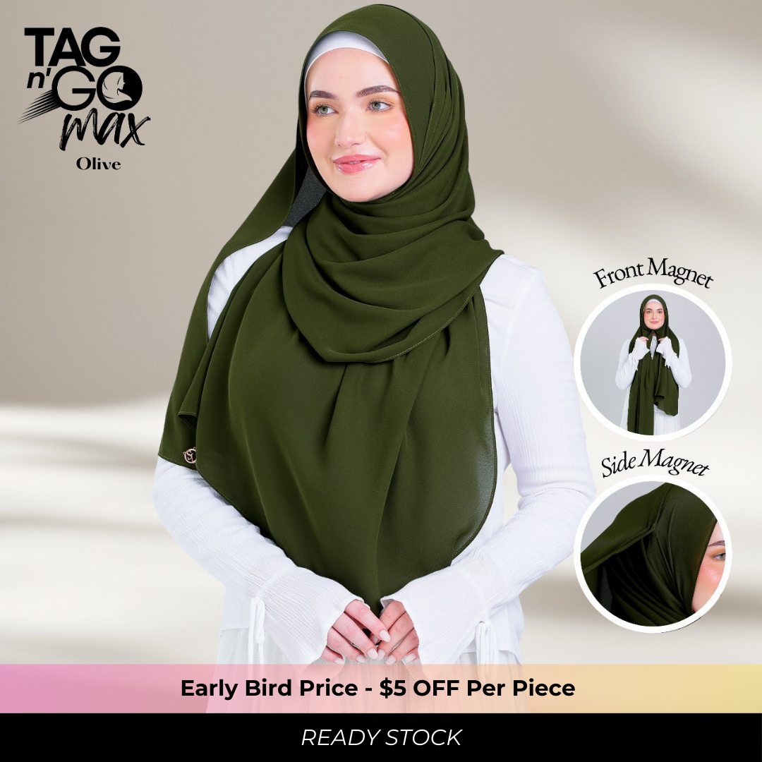 Tag n' Go Max [2M] | Premium Korean Chiffon in Olive