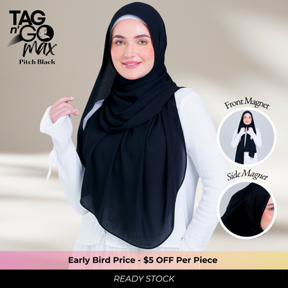 Tag n' Go Max [2M] | Premium Korean Chiffon in Pitch Black