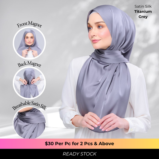 Instant Tag n' Go Shawl | Satin Silk in Titanium Grey