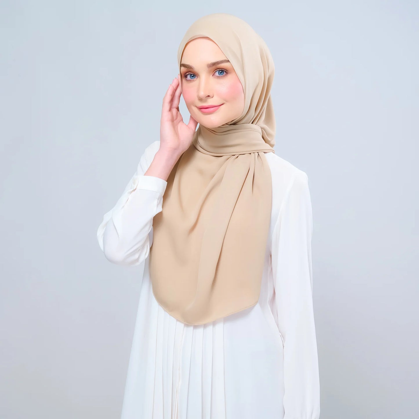 Instant Tag n' Go Shawl | Chiffon Silk in Latte