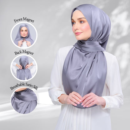 Instant Tag n' Go Shawl | Satin Silk in Titanium Grey