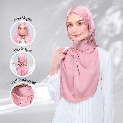 Instant Tag n' Go Shawl | Satin Silk in Dusty Pink