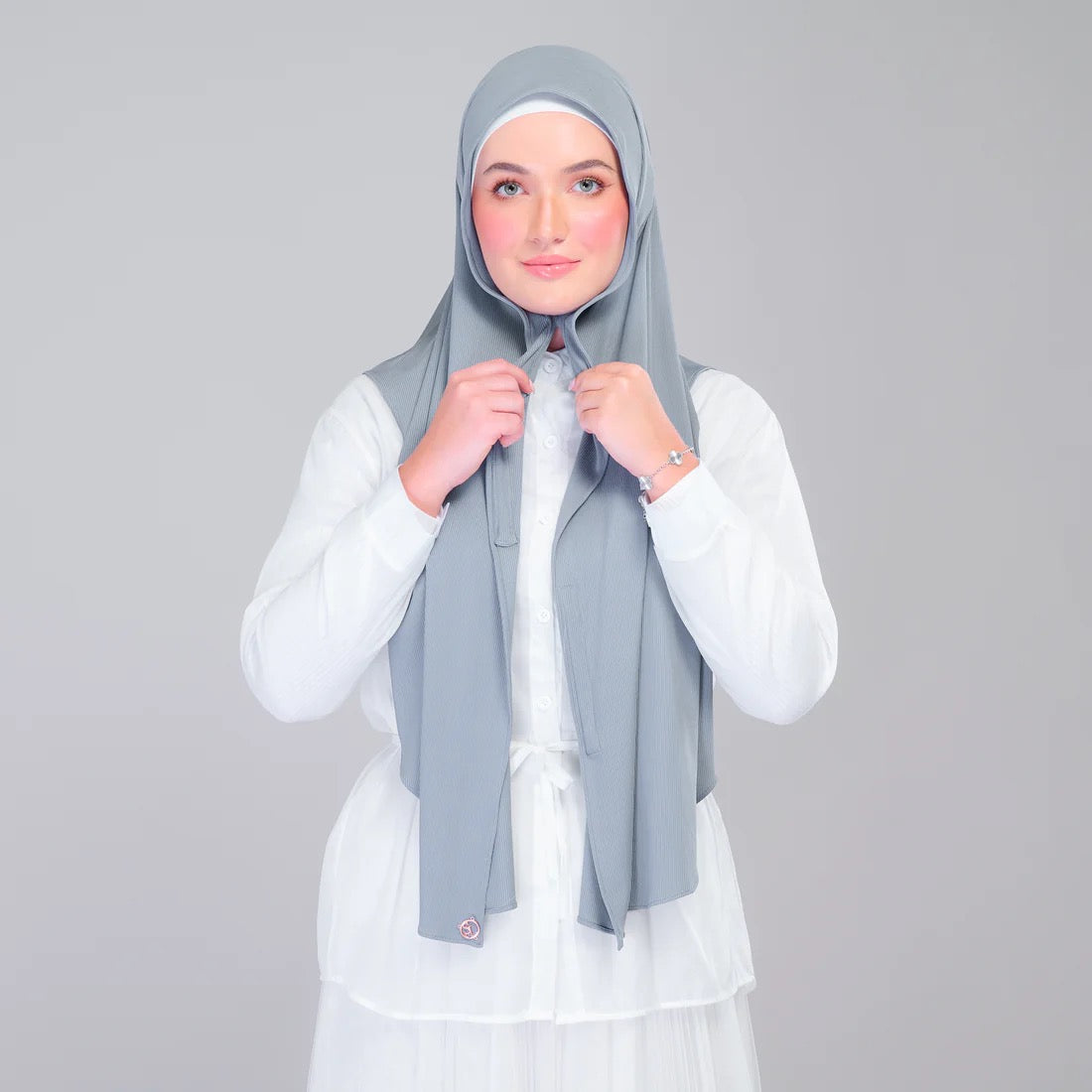 Instant Tag n' Go Shawl | Ribbed Jersey in Denim Blue